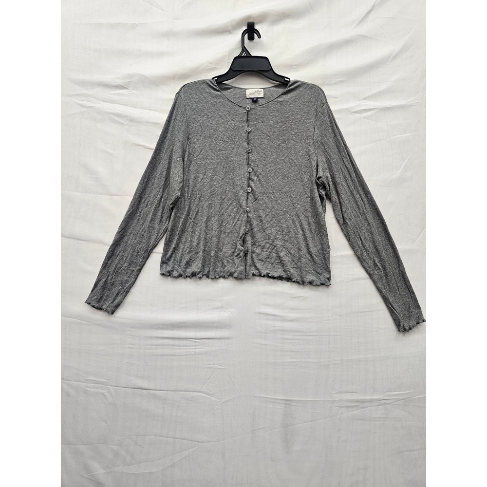 Universal Thread Womens Ribbed Cardigan Sweater Gray Rayon Blend Casual Size 2XL